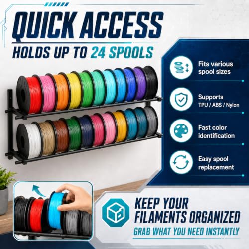 3D Printer Filament Storage Rack Wall Mount 2 Tier