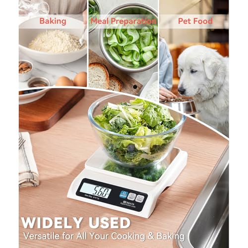 BOMATA 13lb/0.1g Precision Digital Food Scale for Kitchen, Grams and Ounces - color: White Rechargeable