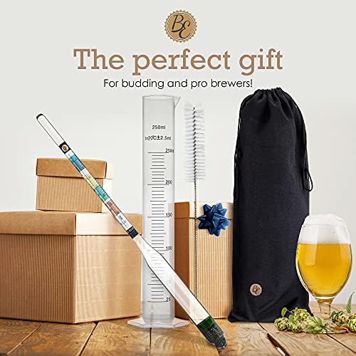 Brewer's Elite Hydrometer & Plastic Test Jar - for Home Brew Beer, Wine, Mead and Kombucha - Deluxe Triple Scale Set, Hardcase and Cloth - Specific Gravity ABV Tester - size: Hydrometer & Plastic Test Jar Kit