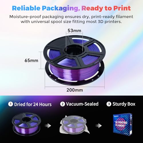 FLASHFORGE Silk Dual Color Filament, Blue and Rose 2 in 1 Coextrusion Silk PLA Filament 1.75mm, 3D Printer Filament Color Change 1kg(2.2lbs) Spool, Dimensional Accuracy +/- 0.02mm - color: Blue and Rose 2 in 1