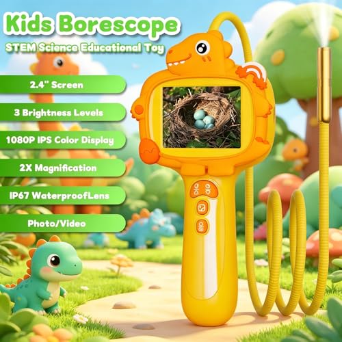 Kids Borescope Camera with Light, STEM Educational Toy, Orange - color: Orange