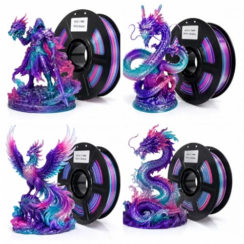 PETG 3D Printer Filament 1.75 mm,Crimson Rainbow,Multi Color,Purple Turquoise,Accuracy +/- 0.05 mm net Weight 1 kg(2.2lbs - color: Petg Crimson Rainbow