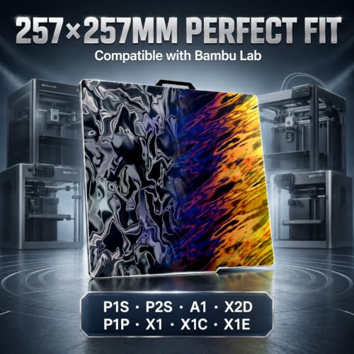 Build Plate for Bambu Lab P1S P2S A1 P1P X1 X1C X2D, Water Ripple Ice Flame - style: Water Ripples+ Ice Fire