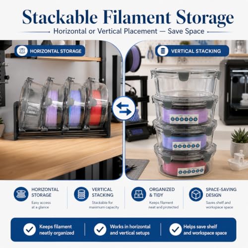 Filament Storage Boxes 4 Pack with Humidity Cards & Desiccant
