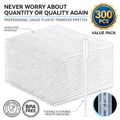 ovsor 300PCS Disposable Transfer Pipettes, 3ml Calibrated Pipette Dropper