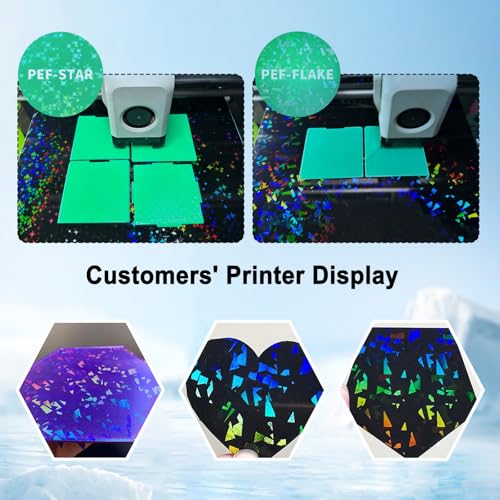 PEF+PEY Holographic Build Plate for Adventurer AD5X/5M/5M Pro, Rainbow Confetti +Galaxy Spring Steel Flexible Platform for Neptune 3 Pro/4, Kobra, Ender 3/3 Pro/3S1/3 v2, CR 20/CR 20 Pro - size: 235x235mm