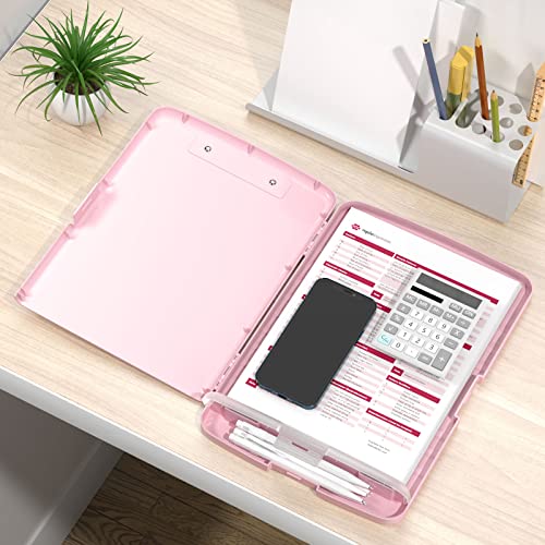 Rimilak Clipboard with Storage, 8.5 x 11'' High Capacity Clip Board, Pink - color: Pink