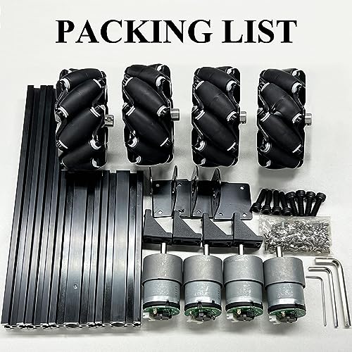 Premium 4WD Mecanum Wheel Robot Car Chassis Kit, Smart Remote Control Metal Chassis, DIY RC Robotic Moving Platform with DC Encoder Motor for Arduino, Raspberry Pie, Microbit, Education, Experiment
