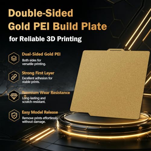 P2S Build Plate for Bambu Lab X2D/P1S/P1P/A1/X1C 257.5x257.5mm PEI Sheet - color: Gold