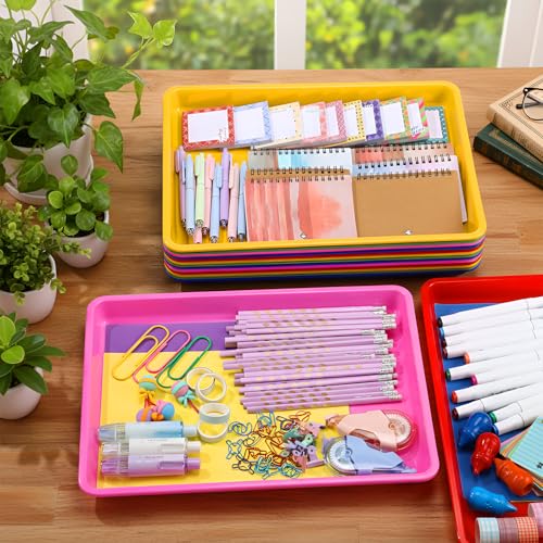 Maitys 15 Pack Plastic Art Trays 12 x 16 Inch Sensory Trays, Bright Color - color: Bright Color