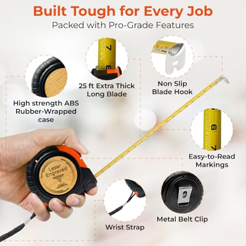 Numbered Tape Measures for Shop Class – Custom Number Set for Classroom Tool Organization | Wood Shop & Ag Teacher Supplies | Numbers Only (No Text, No Case Included)