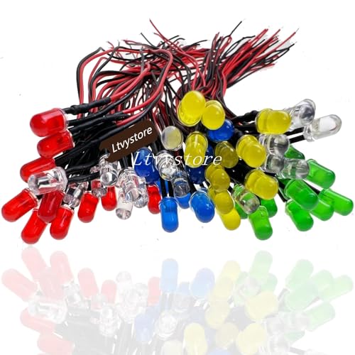 60Pcs 3MM 9V 6Colors LED Pre Wired Prewired Lamp Light Bulb Prewired Emitting Diode +60Pcs Black 3MM LED Plastic Clip Holder Display Panel
