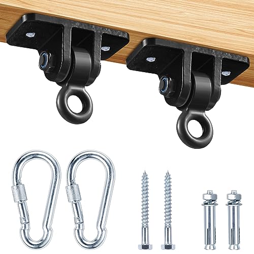 Heavy Duty Swing Hangers for Wooden Sets Playground Porch Indoor Outdoor with Snap Hooks (4 pcs Black) - color: 4 Pcs Black