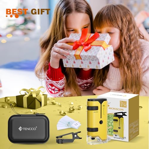 100x-250x Pocket Microscope for Kids Adults, Protable Handheld Miniscope, Mini Microscope Kit for Kids Adults Home School Lab Biology Science Education, Yellow - color: Yellow