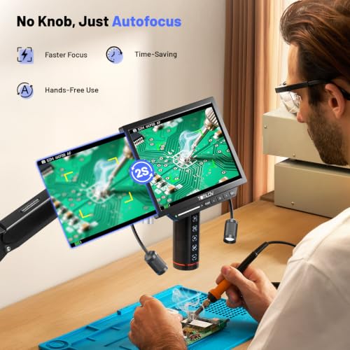TOMLOV Autofocus 4K Digital Microscope, 8" TM4K-AF Flex Arm for Soldering - size: 8"