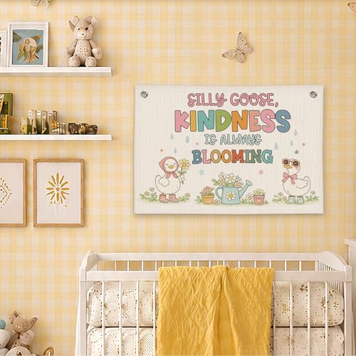 Silly Goose Classroom Nursery Decor Wall Hanging Banner - color: 02-Silly Goose Classroom(Beige)