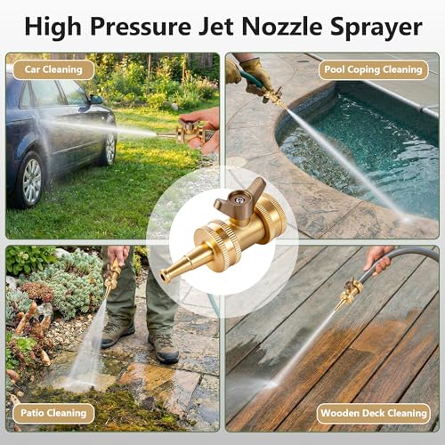 4 Pcs Brass Hose Nozzle Kit, High Pressure Jet & Spray Nozzles(2 Short Spray), Water Hoses Nozzle with 2 Easy Turn Brass Hose Shut off Valve, 3/4”GHT Connector for Garden, Extra 10 Rubber Washers - style: 2 Short Spray