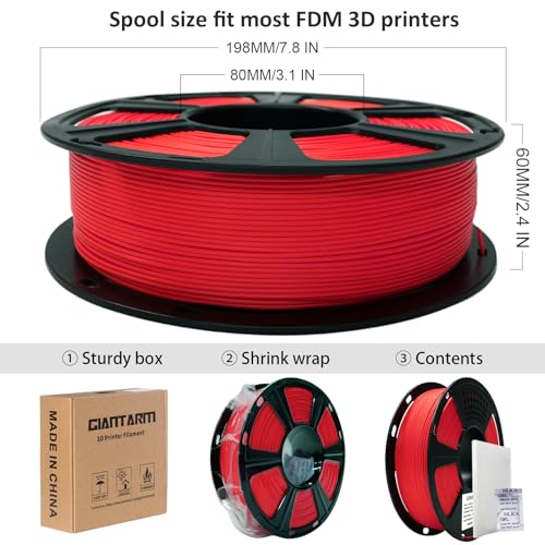GIANTARM PLA 3D Printer Filament 1.75mm,Red 1kg - color: Red, size: 1kg