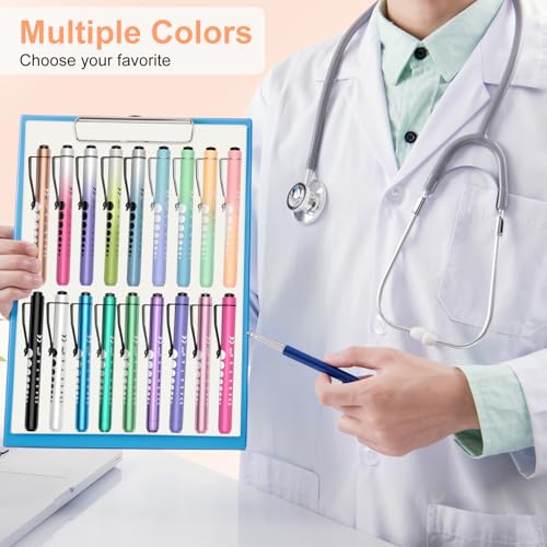 RISEMART Pen Lights for Nurses, 2Pack Reusable Medical Pen Light with Pupil Gauge and Ruler, White Light LED Penlight for Nurse Student Doctors EMT (Gold/White) - color: Gold and White