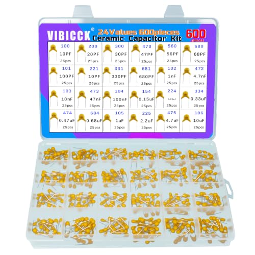24 Values 600pcsMultilayer Monolithic Ceramic Capacitor Assortment Kit