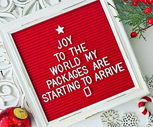 Red Felt Letter Board Back to School Sign with Rustic Wood White Frame - Farmhouse Letter Board Sign with Stand - Baby Announcement 10x10 Felt Board Changeable Message Board with 350 Letter Set - color: Red, size: 10x10 inches