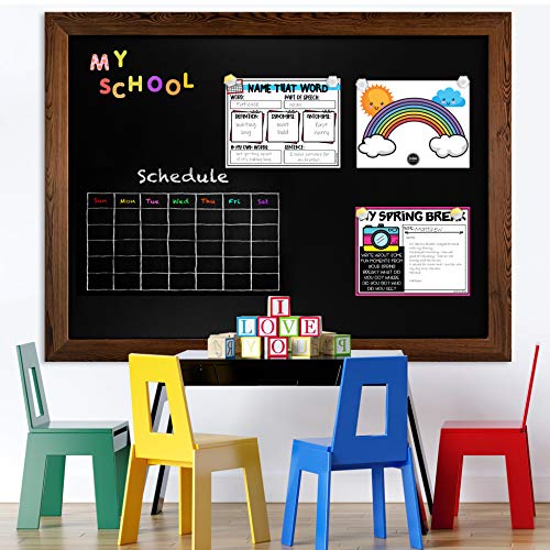 Loddie Doddie Magnetic Chalk Board, Menu Board for Kitchen, 46" x 34.5" - color: Rustic Frame, size: 46"W x 34.5"H