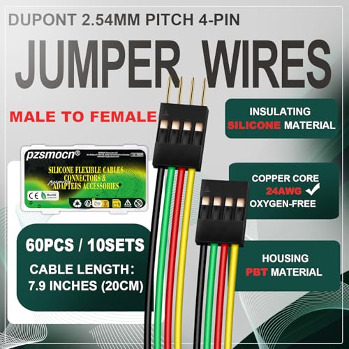 10 Sets / 60 Pcs for Dupont 2.54mm 4-Pin Male-Female Connector Kit - size: 4-Pin, style: Female to Male