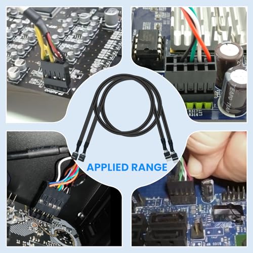 SDTC Tech 2 Pcs USB Header Extension Cable USB 2.0 9-Pin Male to Female - size: 20.3 inches