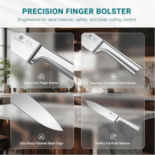 imarku 15-Piece Knife Block Set Built-in Sharpener, Santoku for kitchen - color: Chestnut Brown