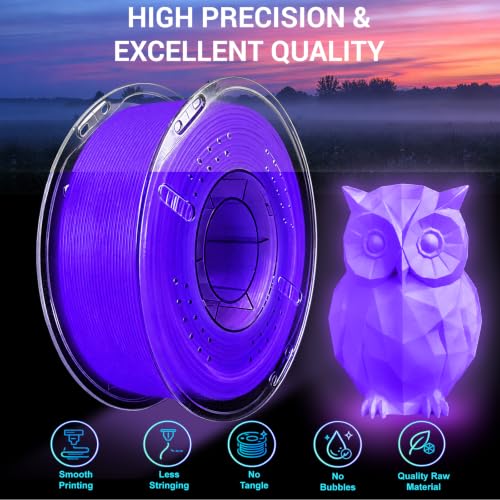 Glow in the Dark PLA+ Filament, 1KG(2.2lbs), Purple, 1.75mm - color: Purple
