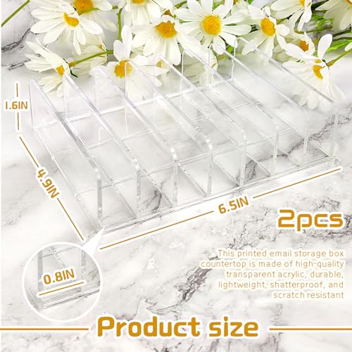 Acrylic Mail Organizer - 2 Pcs CD Holder With 7 Compartments,7x5 x1.57IN - color: Transparent