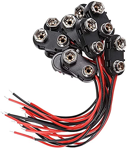 I-Type 9V Battery Connector, 9 Volt Battery Clip, 9V Battery Clip Connector with Wire and Hard Buckle Plastic Housing Pack of 10 Pcs