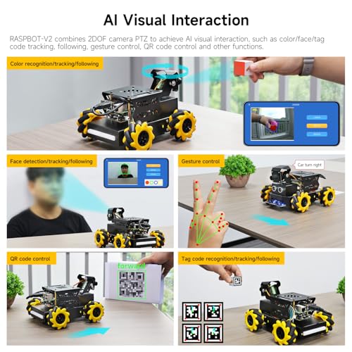 Yahboom Raspberry Pi 5 AI Visual ROS2 Smart Robot Car Kit 360° Omnidirectional Movement Open CV Raspbot V2