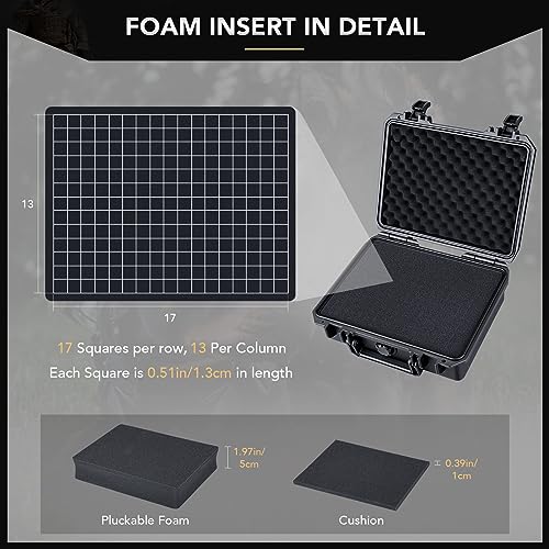 Lykus HC-2510 Waterproof Hard Case with Foam, Inner Size 8.66*6.69*3.11in - color: Black, size: HC-2510