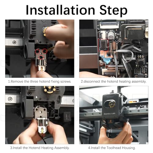 for Bambu Lab H2S Hotend Heating Assembly,Replacement Heater Unit with Thermal Insulation Pad, Ceramic Zirconia Base, Temp Resistant Up to 2300℃,Plug and Play – H2S Hotend Repair Part - color: for Bambu H2S