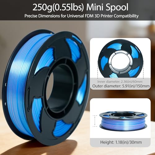 Silk Dual Color Sky Blue Pink PLA 1.75mm 250g Shiny 3D Printer Filament FDM - color: E_250g-pla-26 Bi Silk-blue+pink