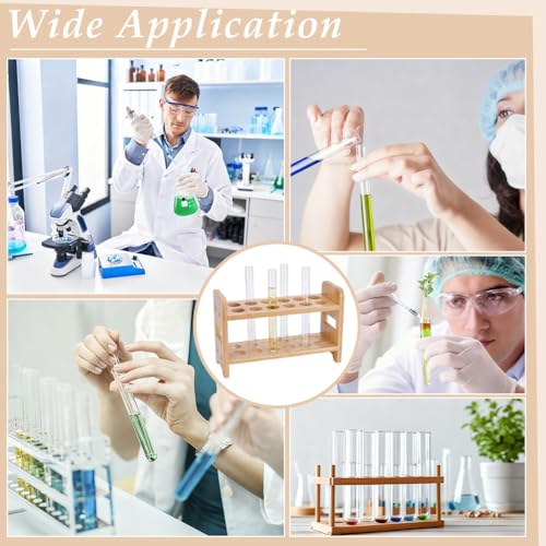 UNICRAFTALE 2Pcs Wooden Test Tube Rack 12-Holes Bamboo Multi-Use Cylinder Tube Display Racks Rectangle Razors Pencils Art Brushes Holder Hole 27mm for Laboratory Home Crafting Potted Plant - size: 26x10x17cm