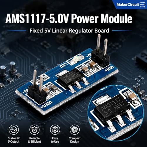 10pcs AMS1117-5.0V Power Supply Module, 5V LDO Voltage Regulator Board for Breadboard, MCU Sensors, for Arduino and DIY Electronics - color: AMS1117-5.0V
