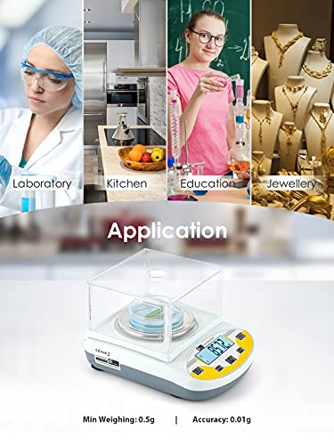 CGOLDENWALL Lab Scale 3000gX0.01g Analytical Electronic Balance Digital Laboratory Scale Precision Jewelry Scales Kitchen Weighing Scales 0.01g Calibrated 110V (3000g, 0.01g) - size: 3000g