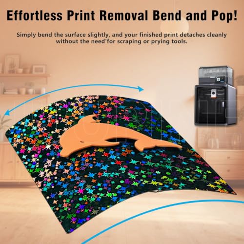 JUUPINE Upgraded 264x276mm Build Plate for Anycubic Kobra X/Kobra 4/Kobra S1/ACE Pro, Double Sided Textured Flake+Star Spring Steel Sheet Flexible Plate for Anycubic Kobra S1 Combo 3D Printer. - color: H2H(Flake+Star)