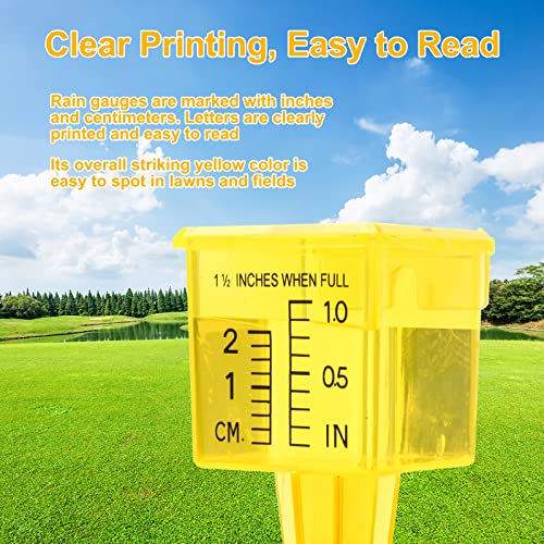 10&15&20P Rain Gauge Outdoor, 1.5" Sprinkler Gauge Lawn Water Gauge for Rain with Wide Mouth Water Measuring Tool for Yard Garden Lawn Deco (10, Yellow)