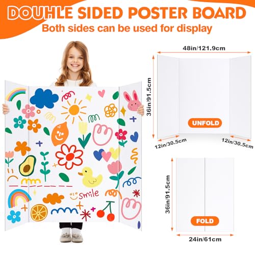 TUXITA Trifold Poster Board,32P 36"x48" Large White Corrugated Poster Board - size: 32P