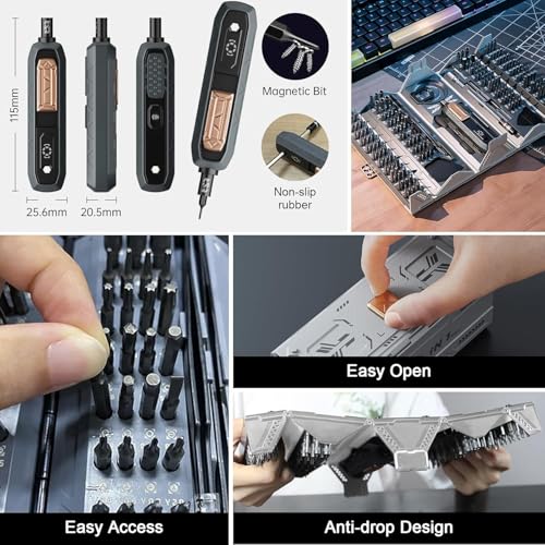 Electric Precision Screwdriver Set, 180 in 1 Cordless Screwdriver, 3 Torque Settings with 160 Magnetic Precision Bits for Computer, Laptop, iPhone, PS5, Xbox, Watch, Jewelry, Eyeglasses - size: 181 in 1