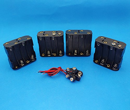 4Set 8 x AA Thicken Battery Holder and T Type Wired Battery Clip Standard Snap Connector