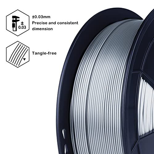ZIRO PLA Filament 1.75mm, Metal Series 1.75mm 2.2lbs Material, Silver - color: Metal-silver