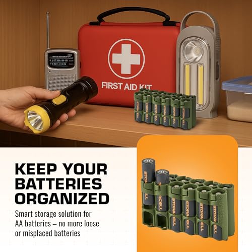 Storacell AA-12 Battery Storage Caddy, Military Green - color: Military Green