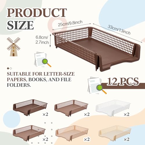 Geetery Turn in Trays Classroom, Gradient Brown, Set of 12 - color: Gradient Brown