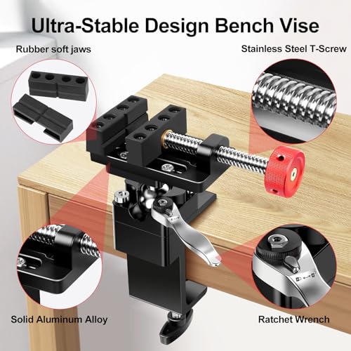 ArtyMaster 360° Rotating Mini Bench Vise with Quick-Release Ratchet Wrench, 2.48" General-Purpose Table Vise for Woodworking, Metalworking, Modeling, Mini Vice Clamp for Small Projects WT104C - style: Mini Vise 360°