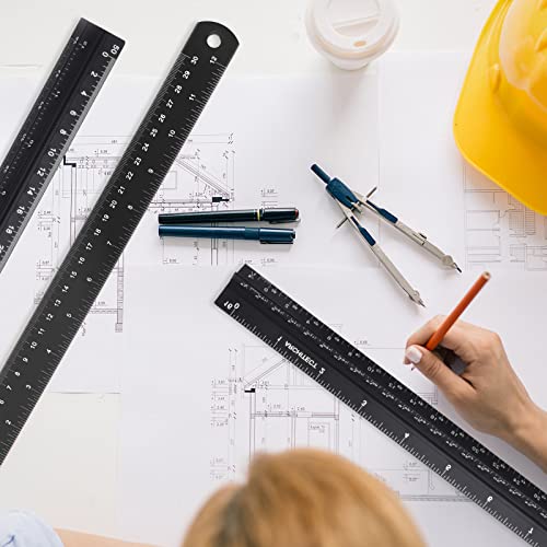 Architectural&Engineering Triangular Scale Ruler with Stainless Steel Ruler - color: Black-A&E&S