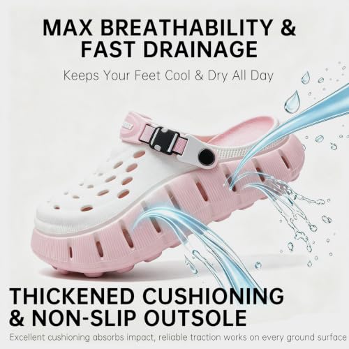 Men's Women's Cloud Clogs, EVA Thick Platform Slip On Non Slip Garden Shoes - color: Pink, size: 9.5-10.5 Women/8.5-9.5 Men